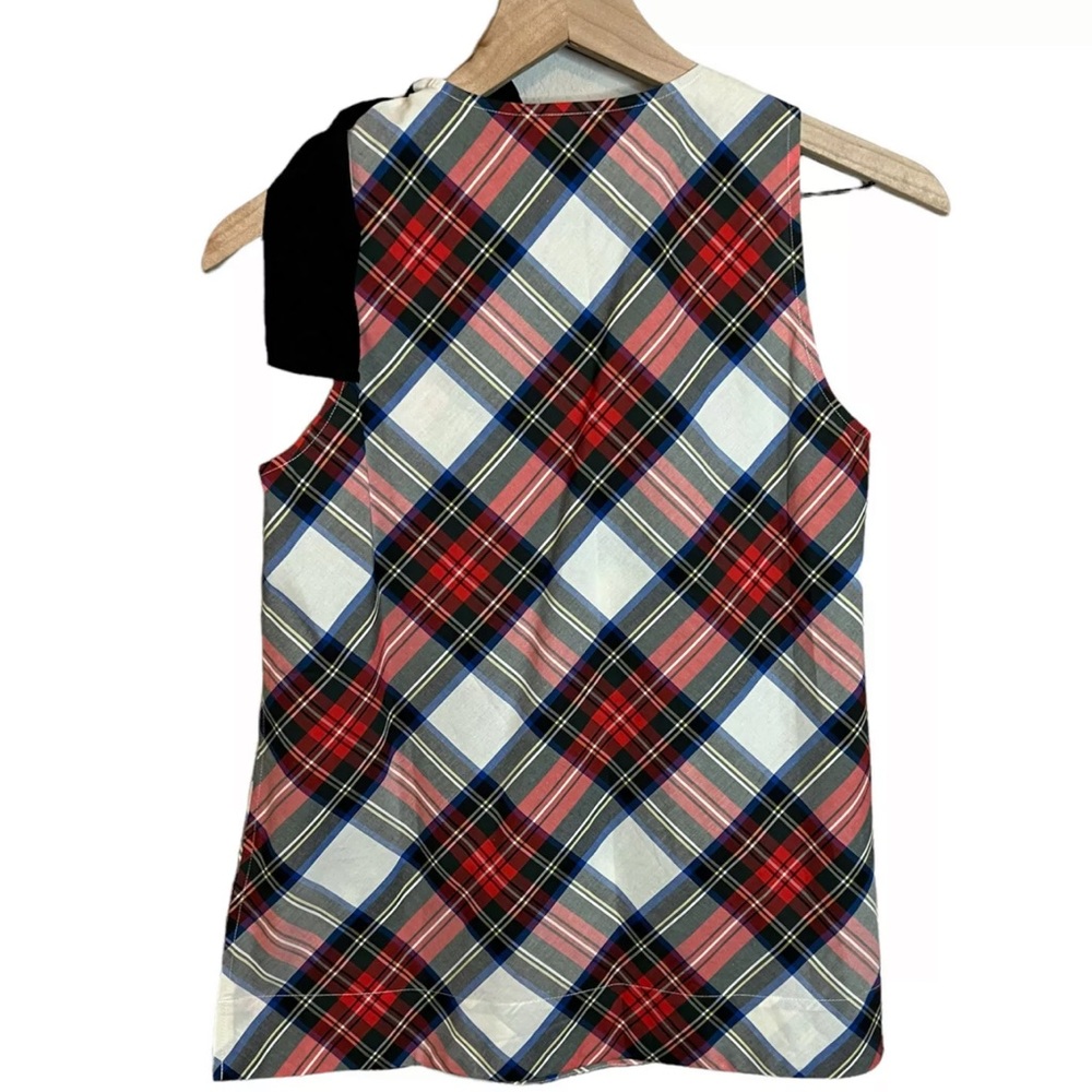 J. Crew Cotton Bow Shoulder Top In Festival Plaid Red - Picture 4 of 7